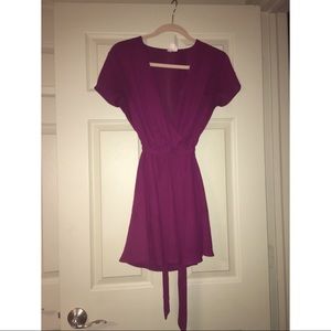 Low cut Plum waist tie dress